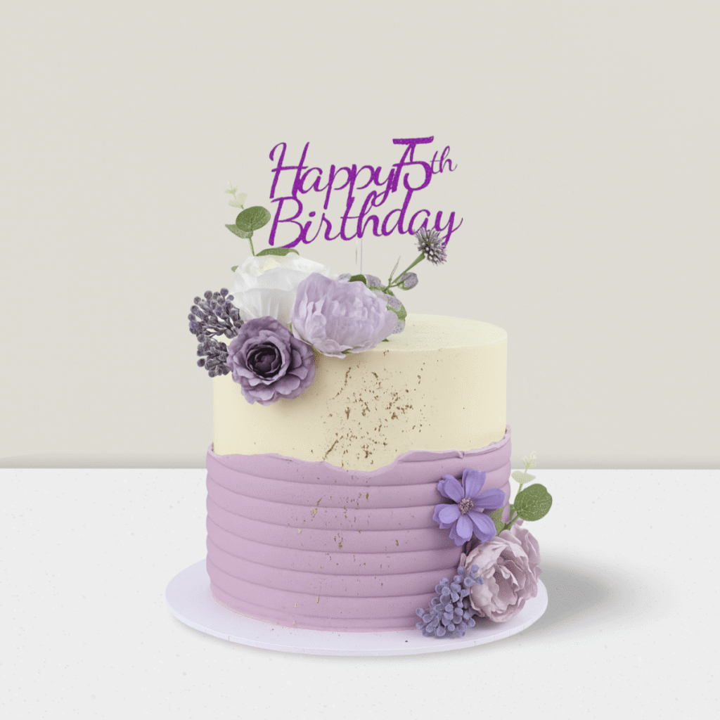 sweet lailac cake frosting with pretty flowers