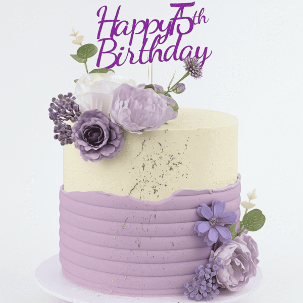 sweet lailac cake frosting with pretty flowers